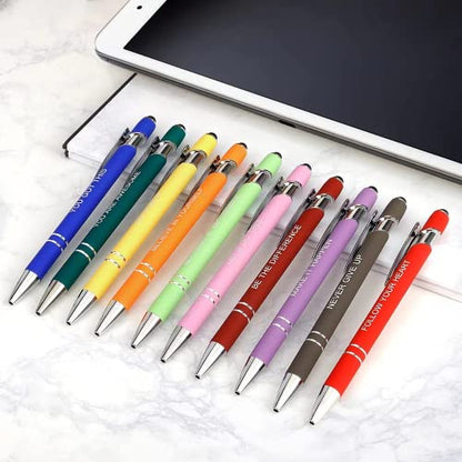 100 PCS Inspirational Pens Bulk with Stylus Tip Gifts Black Ink