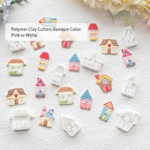 Cozy Cottage Polymer Clay Cutters Set - 8pcs Cute House Shapes for DIY Earring Jewelry, Soft Clay Crafts, Scrapbooking & Miniature Home Decor - color: P color