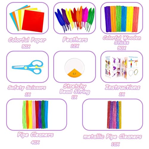 2000 Pcs DIY Arts and Crafts Supplies Kit for Kids - Kids Craft Kits Art Supplies Material Set with Pipe Cleaner All in 1 Crafting Collage Activity for Toddlers Gifts Toys Age 5 6 7 8 9 Year Old Girls - size: 2000pcs