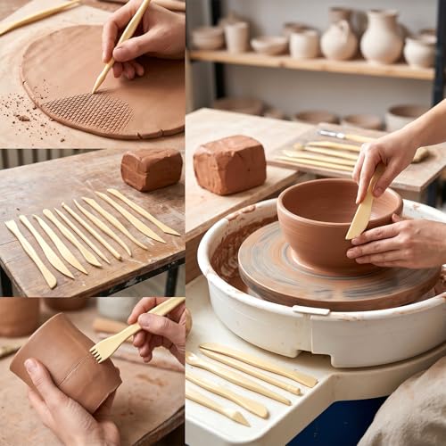 Akamino 100 Pcs Clay Sculpting Tools, 10 Different Shapes 6'' Double Ended Plastic Polymer Clay Modeling Tools Kit, Pottery Trimming Supplies for DIY, Carving, Smoothing, Shaping