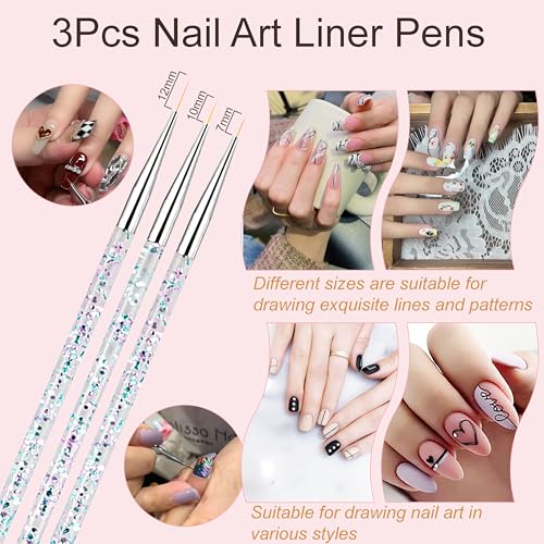 MYR 34Pcs Nail Art Brushes Set includes a Complete Set of Nail Art Tools | Nail Design Brushes, Nail Dotting Tool, Nail Drawing Pens, Nail Brush Brackets, Nail Nano Polishing Rubs, etc