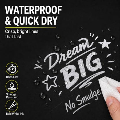 White Paint Pens Set, 9 Pack White Gel Pens and Acrylic Paint Markers | 0.5/0.8/1.0mm White Ink Pens, Dual Tip Dot Brush Fine Markers for Black Paper Drawing, Rock Painting, Card Making, DIY