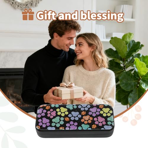 FlyingMage 5D Diamond Art Painting Kit for Adults Beginner, Small DIY Diamond Dots Gem Art Painting Mosaic Kits, Cute Hard Shell Sunglasses Eyeglasses Glasses Case for Women Teen, Cat Paw - color: Multicolor Paw