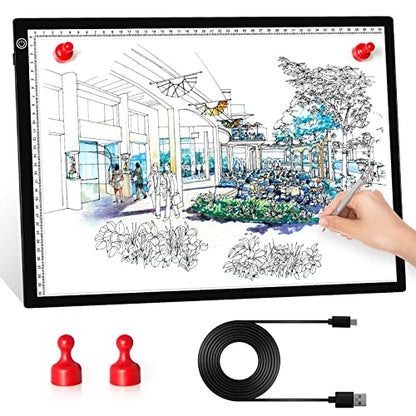 A3 LED Light Board, A3 Tracing Light Box, Magnetic Light Pad, Light Table for Tracing, LED Copy Board, Sketch Pad with Dimmable Brightness, Magnetic and Storage Bag. - style: A3