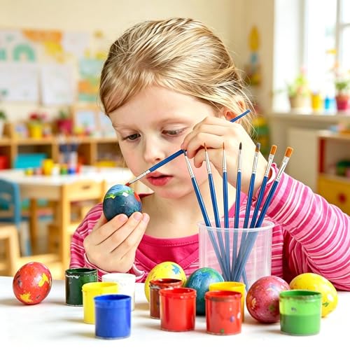 200 Pcs Small Paint Brushes Bulk, 100 Flat & 100 Round Pointed Acrylic Paint Brushes for Kids Classroom, Art Watercolor Brushes for Canvas Face Painting Touch Up