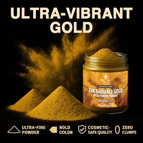 BALTIC DAY 24K Radiance Gold Mica Powder 2 oz (56g) – Metallic Gold Pigment for Epoxy Resin, Soap Making, Candle Dye, Slime, Nail Art, Bath Bombs, Acrylic Pouring & Crafts - color: Gold