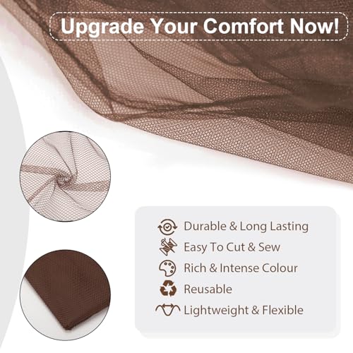 59" x 72"(2 Yards) Brown Mesh Fabric | Slightly Stretchy for Sewing Projects, Backpack Pocket and Straps, Netting Clothes and Shopping Bag - color: Brown