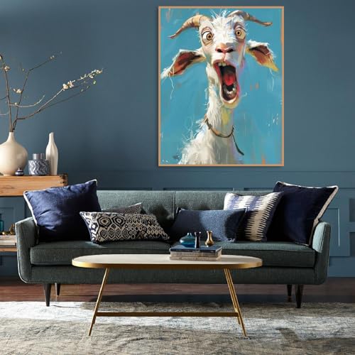 Diamond Art Kits for Adults,Funny Animals Diamond Painting Kits 12X16 Inch | 5D Diamond Art Paintings for Beginners,Round Full Drill Diamond Dot Tools Kit,Extra Diamonds,Stress Relief Craft,DIY Gift - color: Abstract Goat-0305