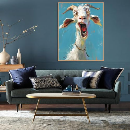 Diamond Art Kits for Adults,Funny Animals Diamond Painting Kits 12X16 Inch | 5D Diamond Art Paintings for Beginners,Round Full Drill Diamond Dot Tools Kit,Extra Diamonds,Stress Relief Craft,DIY Gift - color: Abstract Goat-0305