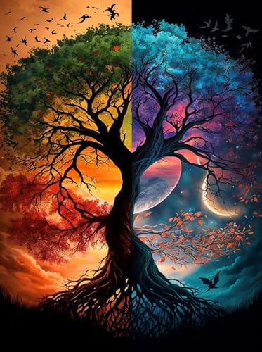A8MENX0 Tree of Life Diamond Painting Kits for Adults, Home Wall Decor Art | 5D Diamond Art Kits for Adults Beginners, DIY Full Drill Round Paint by Diamonds Dot Art Paintings,11.8X15.8 inch - color: Green Life Tree