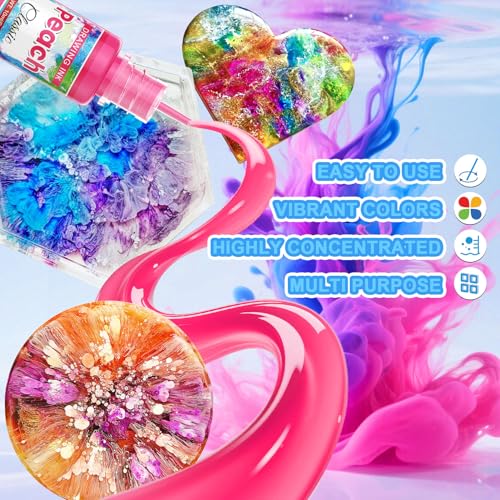Alcohol Ink Set - 48 Bottles Vibrant Colors High Concentrated Alcohol-Based Ink, Concentrated Epoxy Resin Paint Color Dye Great for Resin Petri Dish, Coaster, Painting, Tumbler Cup Making(10ml Each)