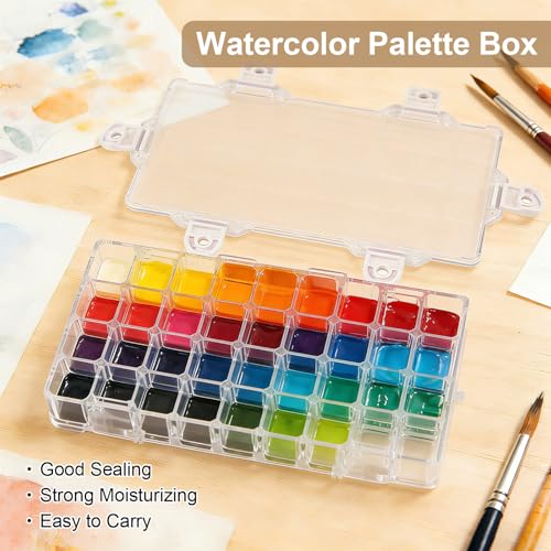 WANDIC Palette Box, 1 Piece 36-Well Watercolour Box Paint Storage Palette Box for Acrylic and Oil Paint Gouache Paint Containers with Lids - color: 36-well
