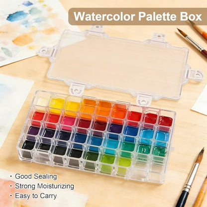 WANDIC Palette Box, 1 Piece 36-Well Watercolour Box Paint Storage Palette Box for Acrylic and Oil Paint Gouache Paint Containers with Lids - color: 36-well