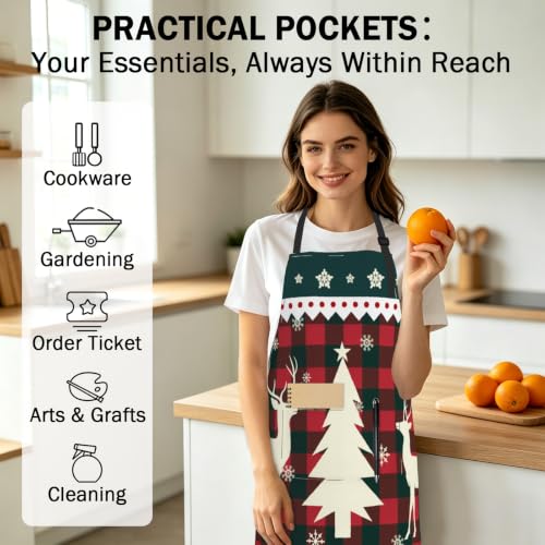 Imiss Waterproof Stain-Resistant Cooking Chef Aprons for Grill BBQ Baking 27 X 31 Inch - color: Reindeer