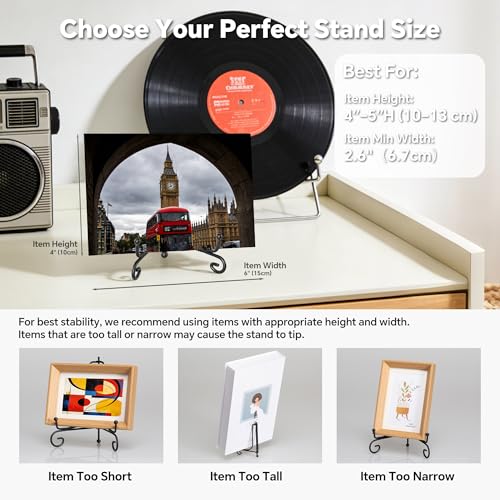 Artliving Plate Stands for Display, 4 Inch Black Iron Easel Plate Display Photo Holder Stand, Displays Picture Frames, Decorative Plates, Tablets and Art (4 pack) - size: 4 inch (4 pack)