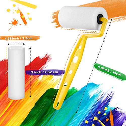 Geiserailie 11 Pcs Foam Paint Roller 3-inch Mini Small Paint Roller Kit Covers with Frame Multipack for Young Artists Painting Tools Painting Furniture Home Wall Ceilings Cabinet Art Craft Supplies