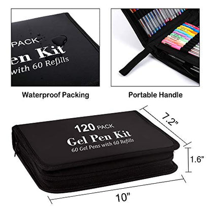 Lelix Gel Pens, 120 Pack Gel Pen Set, 60 Unique Colors with 60 Refills for Adults Coloring Books Drawing Doodling Crafts Scrapbooking Journaling