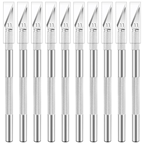 10 Pack Exacto Knife, Hobby Knife, Craft Knife for Carving, Cutting | Exacto knife set for pumpkin carving, diy, stencil & model crafts, bulk precision art knife, craft knife set, exacto knives - color: Silver, size: 10 Pack