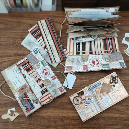 Accordion Folio Mini Project,Folio Booklet Craft Kit, Junk Journal Kit, Scrapbooking Supplies, Journaling Decor, Mini Folio Writer Folder Project, Arts & Crafts Gifts, Handmade Decor Accessories
