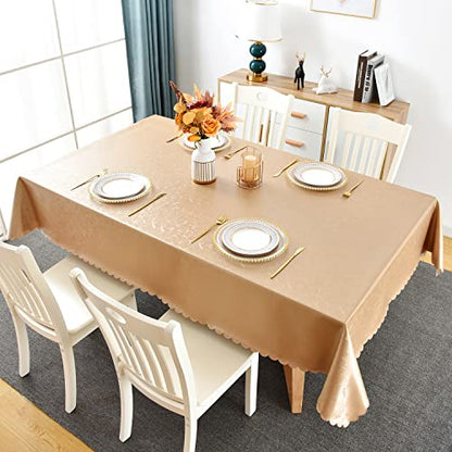 Romanstile Waterproof Vinyl Tablecloth Rectangle, 52 x 70 Inch, Flower Champagne - color: Flower Champagne, size: 52" x 70" (Rectangular)