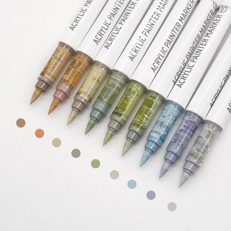 Water Based Acrylic Paint Markers, 9 Colors Paint Pen Set - color: Gray Series-2