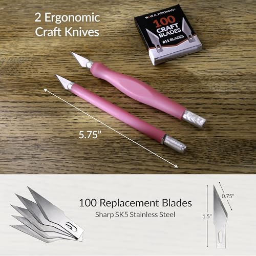 WA Portman 2-Piece Pink Craft Knife Set – Hobby Knife Set with Comfort Grip