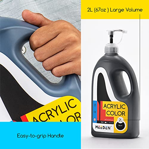 MEEDEN Titanium White & Black Acrylic Paints with Pump Lids, 1/2 Gallon (2L /67.6 oz.) Heavy-Body Non-Toxic Rich Pigment Color, Perfect for Art Class, Wall Painting, Painting Party & Creative DIY - color: Titanium White & Black