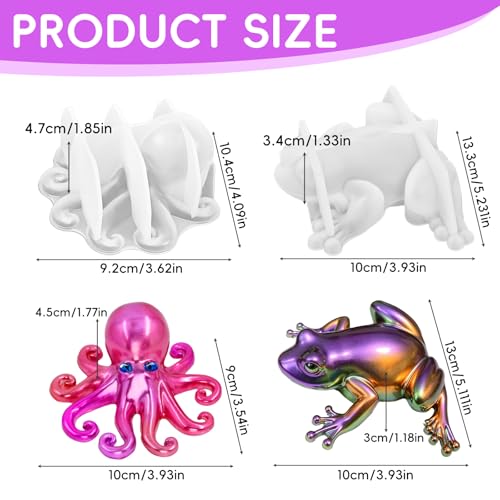 Resin Animal Molds, Set of 2 Octopus and Frog Resin Crafting Molds - color: Octopus and Frog Resin Molds