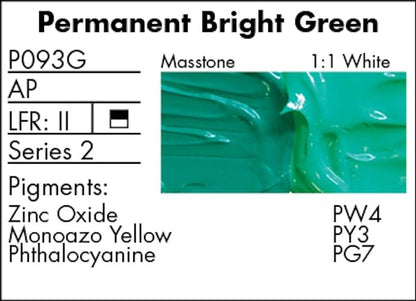 Grumbacher Pre-Tested Oil Paint, 37ml/1.25 Ounce, Permanent Bright Green (P093G) - color: Permanent Bright Green