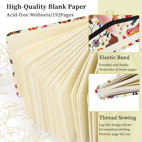 4.8" Pocket Sketch Book,80gsm Hardcover Art Sketchbook for Drawing Journal - color: Cloth Cover-4.8x4.8in-Circus Troup