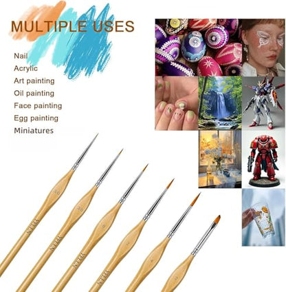 6Pcs Miniature Paint Brushes Set with Triangular Handles - for Acrylics, Oils, Watercolors & Paint by Number, Figurine - size: 6PCS