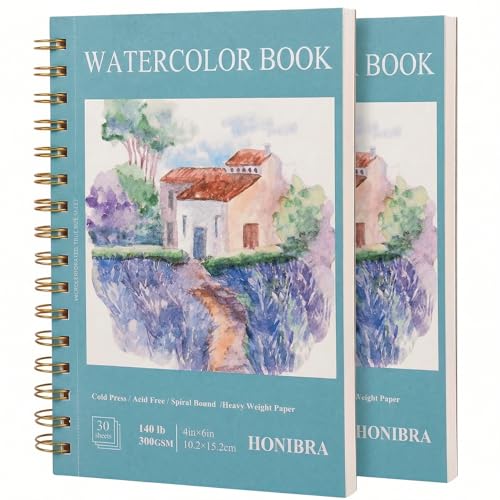 2 Packs Watercolor Paper Pad 4"×6", 30 Sheets 140lb/300g Cold Press Book - size: 4”×6“(2pack)
