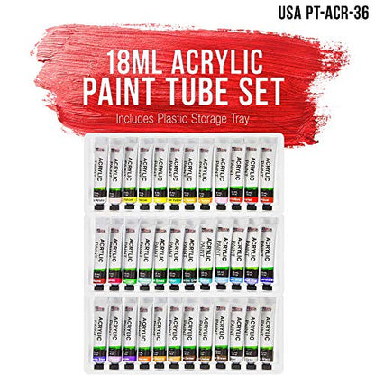 U.S. Art Supply 36 Color Professional Acrylic Paint Set in 12ml Tubes | Painting Supplies for Adults, Artists, Students, Beginners - Canvas Portrait Paintings