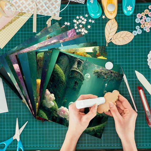 Scrapbook Paper, 24 Sheets 6"×6" 160gsm Single-Sided Patterned Cardstock - color: 24 sheets-underwater castle