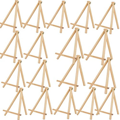 9.4" Tall Natural Pine Wood Tripod Easel Photo Painting Display Portable Tripod Holder Stand& Adjustable Wooden Tripod Tabletop Holder Stand for Canvas - style: 18pack