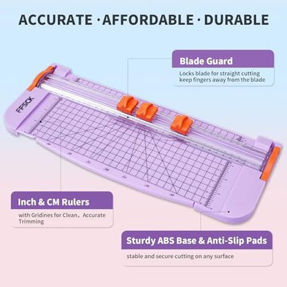 A4 Paper Cutter Slider 12 Inch Paper Trimmer Photo Cutter, Purple - color: Purple