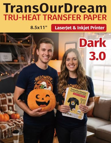 TransOurDream Iron on Heat Transfer Paper for Dark T Shirts (10 Sheets 8.5x11", Dark 3.0) Printable HTV Vinyl for Inkjet & LaserJet Printer, Transfers Paper for Dark Fabric - color: Dark, size: 10 Sheets