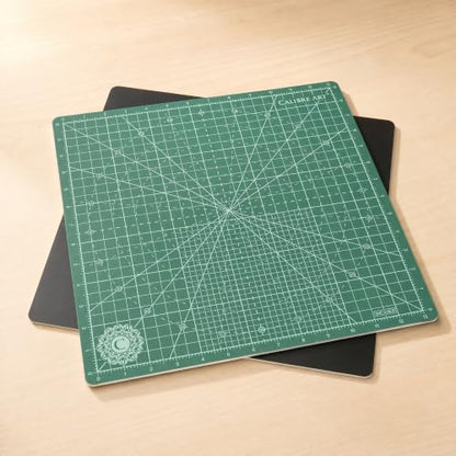 Calibre Art Rotating Self Healing Cutting Mat 14x14 (13" Grid), Quilting | Perfect for Quilting & Art Projects. Smooth, Non-detachable Rotation, Warp-Proof & Odorless, EN 71-3 Certified.