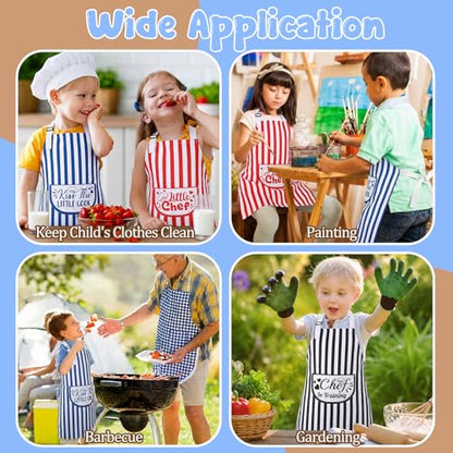 3 Pack Kids Apron for Cooking Adjustable Kids Chef Aprons | Kitchen Funny Aprons with Pockets for Boys Girls Toddler Painting Baking Artist Apron - color: Black,red,blue
