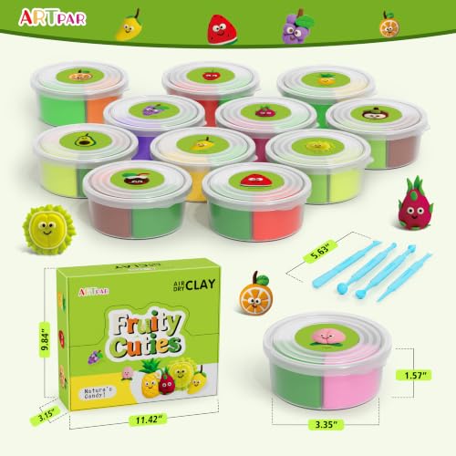 ARTPAR Air Dry Clay Kit for Kids - 12 Fruit DIY Modeling Magic Clay Sets - color: Green Fruit Kit