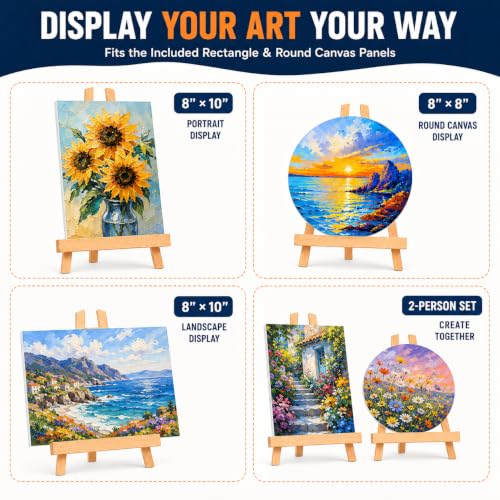 60-Piece Painting Kit with Easels and Canvas for Adults and Couples