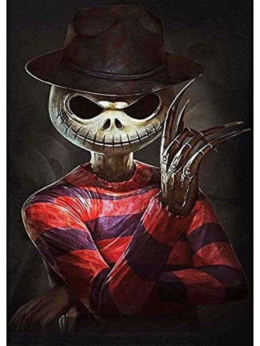 Bysincy 5D Full Drill Diamond Painting Kit, Jack Halloween Skull 12x16 Inch, DIY Diamond Painting by Number Kits Cross Stitch Rhinestone Embroidery Picture Arts Craft for Home Decor - color: Jack Skeleton