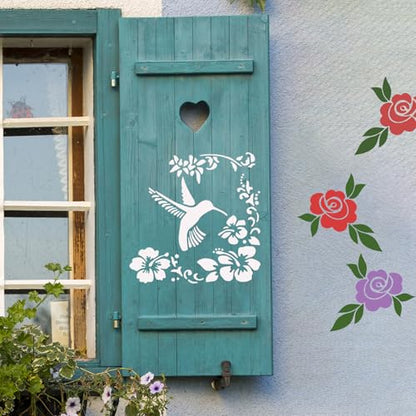 8 Pcs Large Flower Stencils for Painting, 9.84 X 9.84 Inch Flower Stencils for Crafts Reusable, Wood and Wall Stencils for Painting Large Pattern, DIY Templates Holiday Wall Paper (B) - style: B
