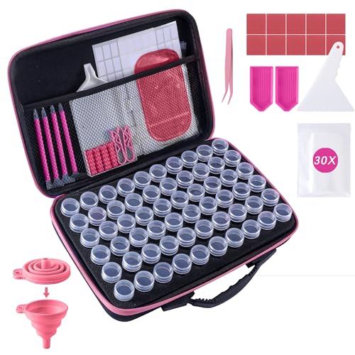 Diamond Art Storage Containers 60 Slots Diamond Painting Tools - color: Pink