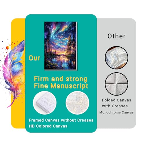4 Pack Framed Paint by Numbers Kit for Adults Beginner Canvas Painting by Numbers for Adults Starry Night Easy Adult Paint by Number Kits with Frame Tree Watercolor Painting by Number 8x12 Inch - color: Starry Night Framed Paint by Numbers Kit