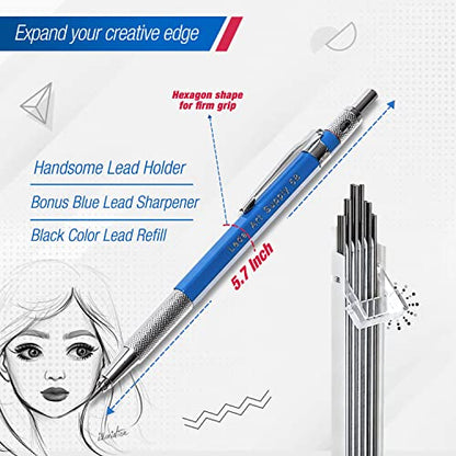 Leda Art Supply 2.0 mm Mechanical Drafting Pencil Set, Drawing, Sketching - style: 2mm Black Graphite