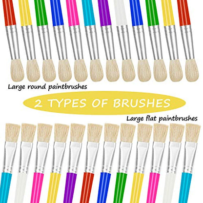YGAOHF 48 Pack Paint Brushes for Kids - Kids Paint Brushes with Bristle, Big Washable Chubby Toddler Paint Brushes, Easy to Clean Round Flat Brushes for Acrylic Oil Watercolor Washable Paint - color: 48 Pack