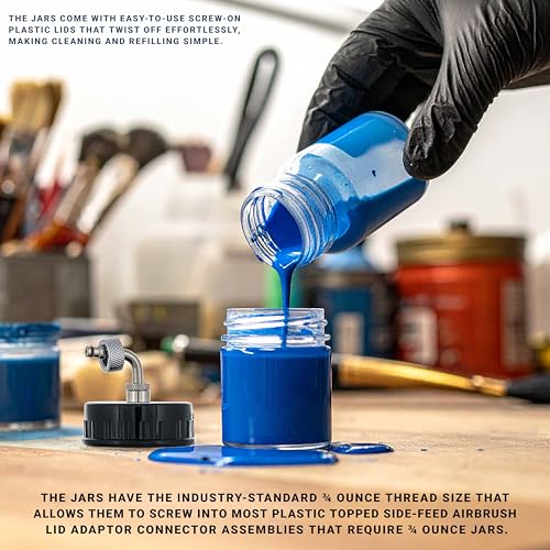 Master Airbrush Brand Box of 10-Each TB-007 Empty 3/4-Ounce, (22cc) Glass Bottle for SB84 Side-Feed Mount Airbrush - size: 0.75oz - Glass - Side-Feed