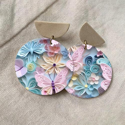 6 Pcs Transfer Paper for Polymer Clay, 3D Floral Rose Butterflies Shells Pattern Clay Transfer Sheets, Water Soluble Polymer Clay Transfer Sheets Paper for DIY Jewelry Earrings Making 5.8"X3.9"