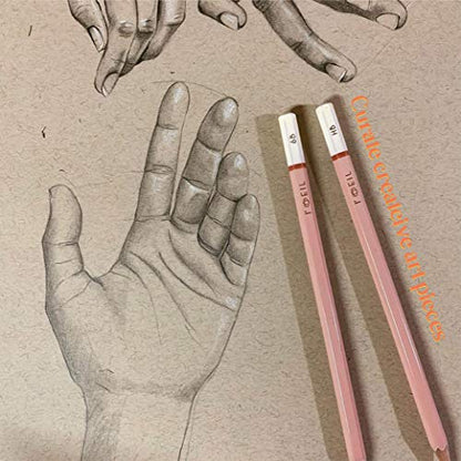 L'oeil Professional Soft Graphite Sketching Pencils Set of 12 (Selected 3H-10B) in Incense Cedar Wood for Pencil Drawing, Sketching, Shading for Beginners & Pros (Pink)